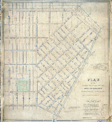 Plan (alternate image), Plan of the Third Section of the survey and regulation of Kensington District approved by the Board of Commissioners May 17, 1852, revised and returned 1852, by James P. Davis.