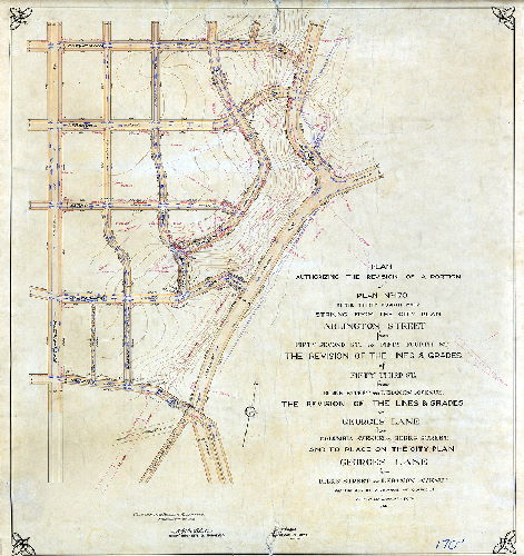 Plan, Plan authorizing the revision of a portion of Plan No. 170 in the Thirty-fourth Ward striking from the City Plan Arlington Street from Fifty-second St. to Fifty-fourth St. The revision of the lines and grades of Fifty-third St. from Berks Street to Lebanon Avenue. The revision of the lines and grades of Georges Lane from Columbia Avenue to Berks Street and to place on the City Plan Georges Lane from Berks Street to Lebanon Avenue [Ordinance Jan. 30, 1913; confirmed Nov. 3, 1913