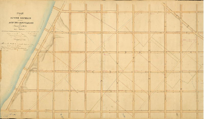 Plan, Plan of the Ninth Section of the survey and regulation of the Twenty-first Ward of the City of Philadelphia, Made in pursuance of an ordinance of the Select and Common Councils of the said City, approved Aug. 15th, 1855.