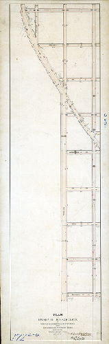 Plan (alternate image), Plan of the revision of lines and grades of Thirty-third Street and Ridge Avenue between Montgomery and Huntingdon Streets, 28th Ward [Resolution July 25, 1872; confirmed Oct. 21, 1872] 