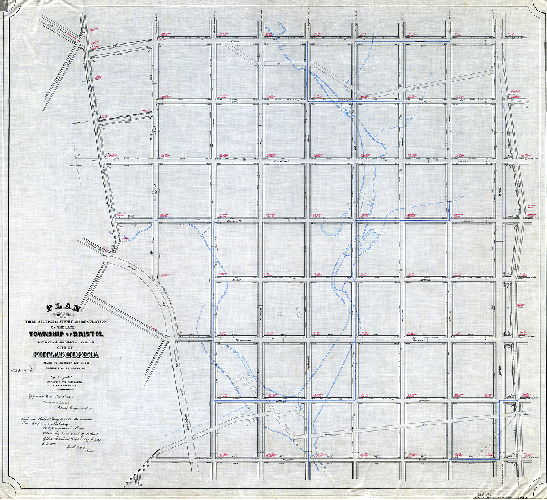 Plan, Plan of the Third Section of survey and regulation of the late Township of Bristol, Twenty-second Ward City of Philadelphia. [ Resolution, date not noted; "Filed Nov. 19, 1860"; approved Nov. 4, 1861; confirmed by Court May 19, 1862]