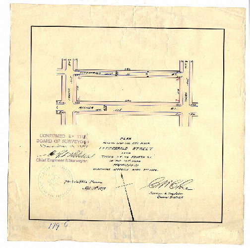 Plan, Plan placing upon the City Plans Fitzgerald Street from Third Street to Fourth Street in the Thirty-ninth Ward Philadelphia, Pa. [Ordinance April 2, 1898; confirmed Dec. 19, 1898]