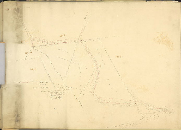 Plan (alternate image), [Plan showing] Line [of Hermit Lane] fixed by arbitrators, Dec. 1860. [Attached documents not scanned]