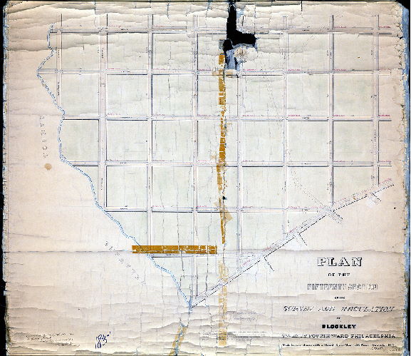 Plan (alternate image), Plan of the Fifteenth Section of the survey and regulation of Blockley, Twenty-fourth Ward Philadelphia. [Resolution Nov. 1858; approved by Board of Surveyors Dec. 19, 1870] 
