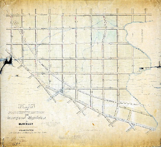 Plan (alternate image), Plan of the Fourteenth Section of the survey and regulation of Blockley, Twenty-fourth Ward Philadelphia. [Resolution Nov. 1858; approved by Board of Surveyors Dec. 19, 1870] 