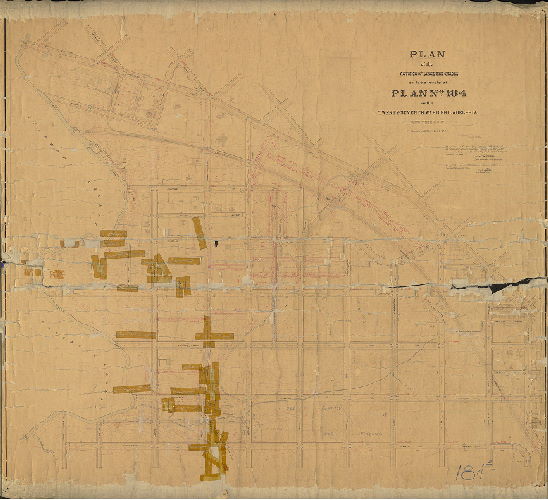 Plan, Plan of the revision of lines and grades on the streets of Plan No. 184 in the Twenty-seventh Ward Philadelphia, with topography. [Ordinance 1888; confirmed 1894 and 1895. 184_CP is derived from this, and includes more information with less loss of information]
