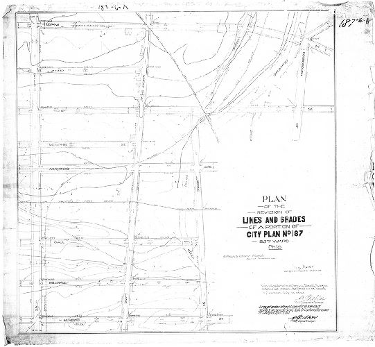 Plan, Plan of the revision of lines and grades of a portion of City Plan No. 187, 25th Ward, Phila. [Ordinance Dec. 14, 1894; confirmed July 18, 1898 and April 7, 1902[