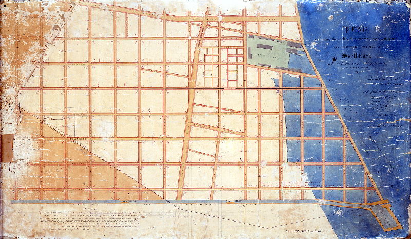 Plan, Plan exhibiting the curb heights watercourses and culverts in the southern section of Southwark [Act of Assembly June 21, 1839; approved by Commissioners Oct. 21, 1840; confirmed by Court Dec. 12, 1840]