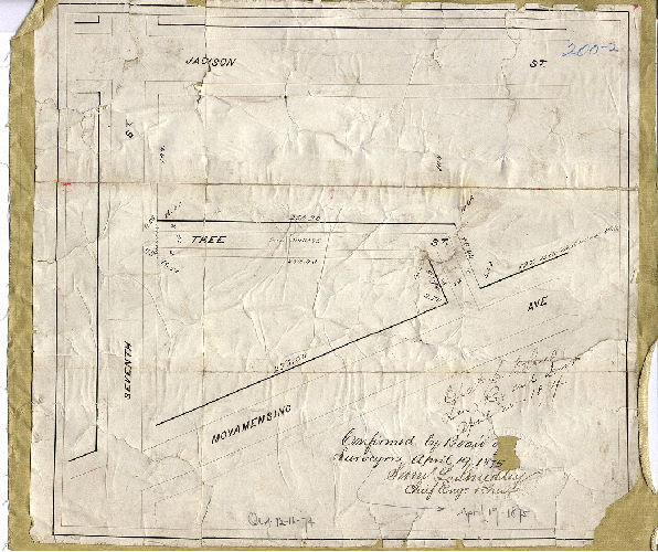 Plan, [No title. Tree Street, off Seventh Street between Jackson St. and Moyamensing Ave. Ordinance Dec. 16, 1874; confirmed April 19, 1875]