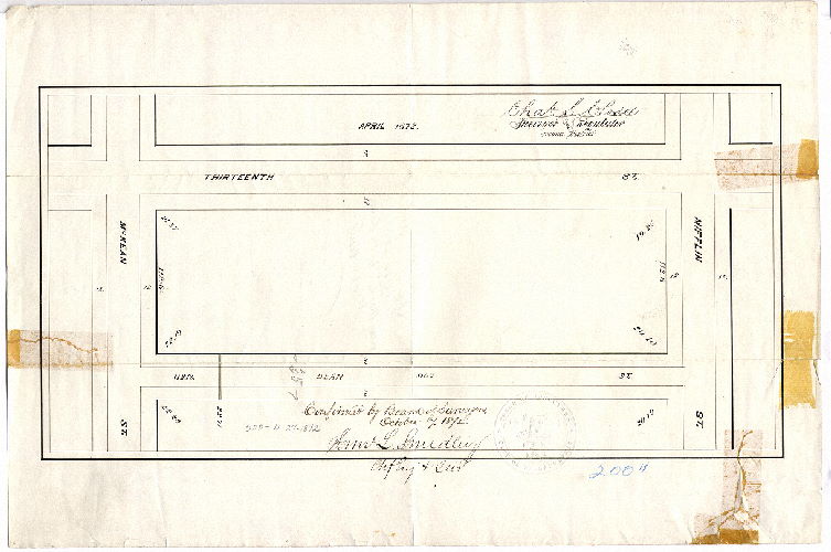 Plan, [No title. Dean St. from Mifflin to McKean Sts. Ordinance April 27, 1872; confirmed Oct. 7, 1872]