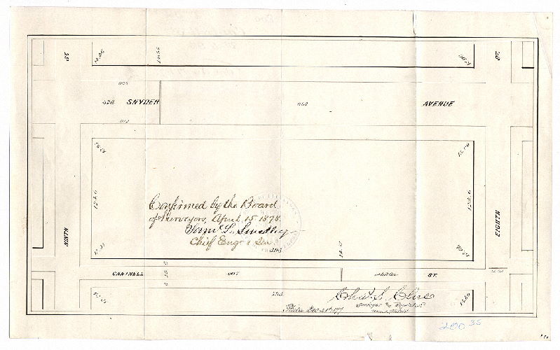 Plan, [No title. Cantrell Street, 8th to 9th Sts. Ordinance Nov. 17, 1877, survey returned Dec. 21, 1877; confirmed April 15, 1878]