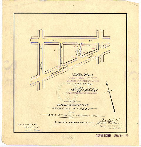 Plan, Plan placing upon City Plan Ristine Street from Wolf St. to Moyamensing Ave. [Ordinance May 19, 1896; survey returned May 27, 1896; confirmed June 29, 1896] 