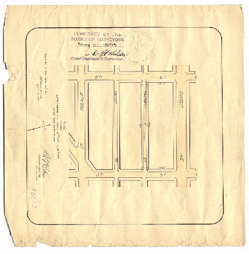 Plan, Plan placing Cantrell St. from 5th St. to 6th St. upon the City Plan. [Ordinance March 30, 1895; survey returned April 10, 1895; confirmed May 27, 1895] 