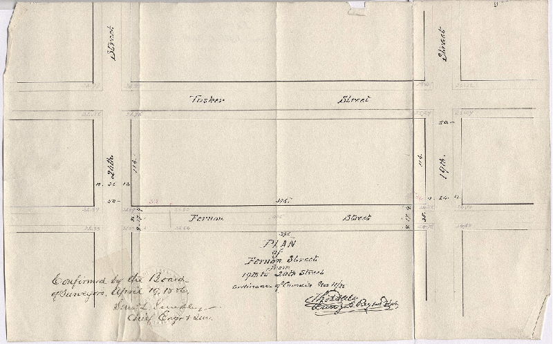 Plan, Plan of Fernon Street from 19th to 20th Street [Ordinance Nov. 11, 1885; confirmed April 19, 1886]