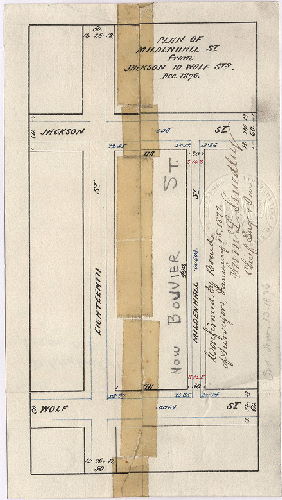 Plan, Plan of Mildenhall [now Bouvier] St. from Jackson to Wolf St. Dec. 1876 [Ordinance Nov. 13, 1876; survey returned Dec. 1876; confirmed Jan. 15, 1877]