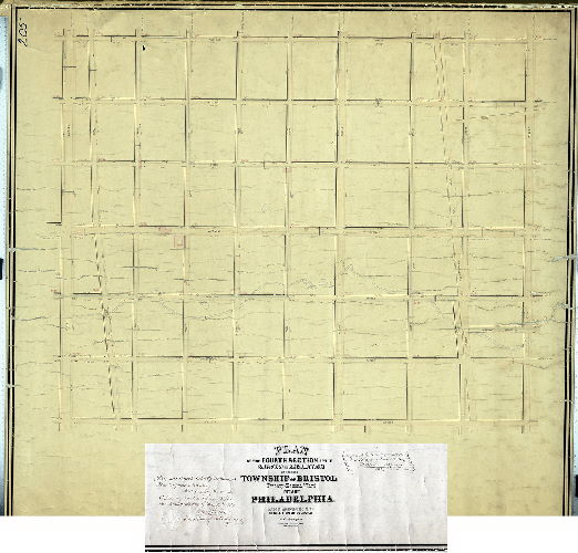 Plan, Plan of the Fourth Section of the survey and regulation of the late Township of Bristol, Twenty-second Ward, City of Philadelphia [Resolution date not noted; approved by Board of Surveyors June 20, 1864; confirmed by Court March 18, 1867]