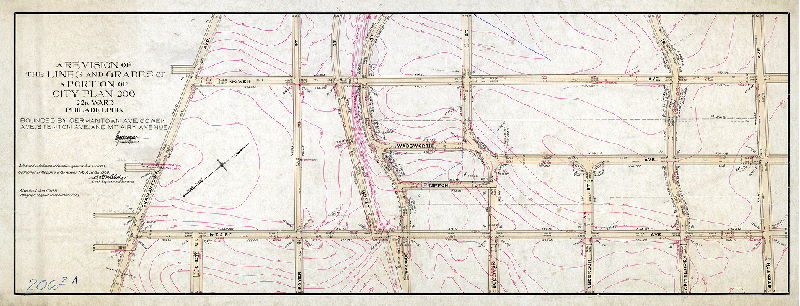 Plan, A revision of the lines and grades of a portion of City Plan 206, 22d Ward Philadelphia bounded by Germantown Ave., Gowen Ave., Stenton Ave. and Mount Airy Avenue [Ordinance June 23, 1905; confirmed March 30, 1908]