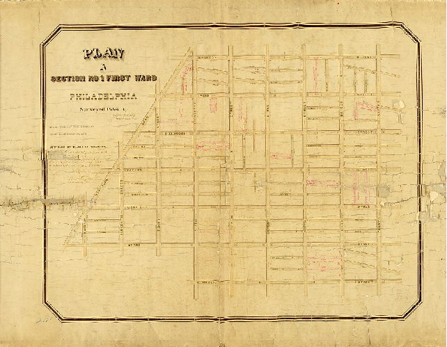 Plan (alternate image), Plan A, Section No. 1, First Ward, Philadelphia. Surveyed 1865. 
