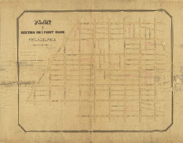 Plan, Plan A, Section No. 1, First Ward, Philadelphia. Surveyed 1865. 