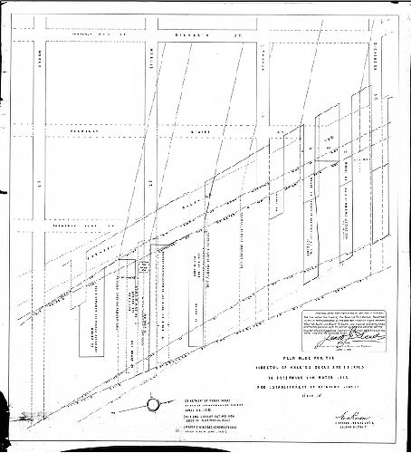 Plan, Plan made for the Director of Wharves, Docks and Ferries to determine low water line for establishment of riparian rights