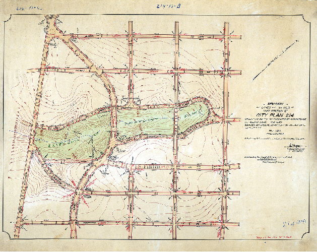 Plan, Revision of the lines and grades of that portion of City Plan 214 bounded by Greene St., Carpenter St., Wissahickon Ave. and Allens Lane and also bounded by Greene St., Mt. Airy Ave., McCallum St. and Ellet St. 22nd Ward Philadelphia [Ordinances 1912 and 1913, confirmed June 15, 1914]