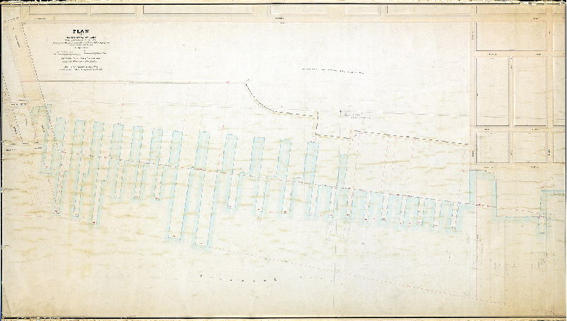 Plan (alternate image), Plan of the Delaware River front from Cumberland to Ann Street showing the wharfing in connection with the different properties and ownership of the same, surveyed 1866-67 [Act of Assembly May 20, 1864; ordinance Nov. 12, 1864]