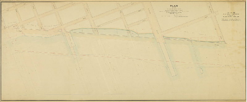 Plan, Plan of the Delaware River front, Ann to Westmoreland showing the wharfing in connection with the different properties and ownership of the same, surveyed 1866-67 [Act of Assembly May 20, 1864; ordinance Nov. 12, 1864]