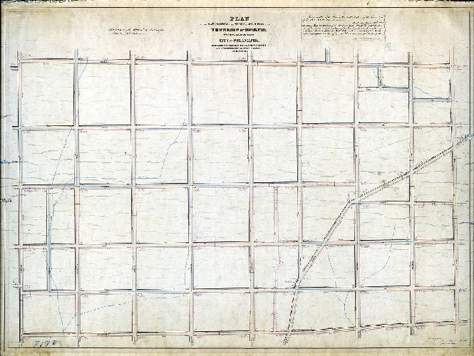 Plan (alternate image), Plan of the Sixth Section of the survey and regulation of the late Township of Bristol, Twenty-second Ward, City of Philadelphia. [Resolution March 23, 1867; survey returned Jan. 23, 1868; approved Board of Surveyors Oct. 19, 1868]