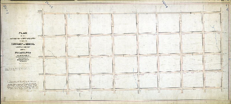 Plan (alternate image), Plan of the Eighth Section of the survey and regulation of the late Township of Bristol, Twenty-second Ward, City of Philadelphia. [Resolution March 23, 1867; approved Board of Surveyors Oct. 19, 1868]
