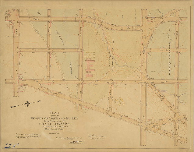 Plan, Plan of the revision of lines and grades on a portion of City Plan No, 224, Thirty-third Ward, Philadelphia. [Ordinance May 13, 1913; survey returned Aug. 11, 1913; confirmed Aug. 11, 1913]