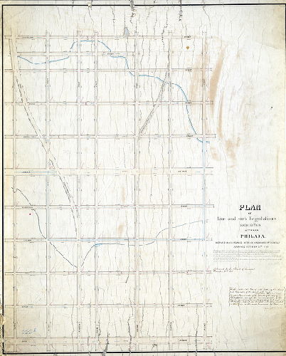 Plan (alternate image), Plan of line and curb regulations, Sixth Section, 25th Ward Philada. [Ordinance Oct. 13, 1866; approved Board of Surveyors Dec. 21, 1868]