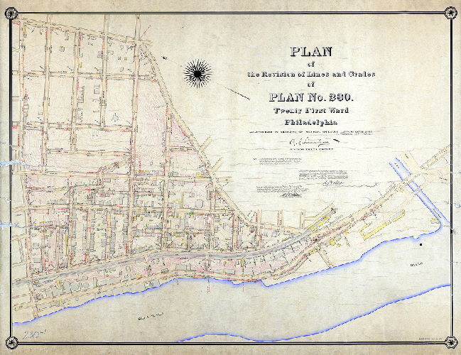Plan, Plan of the revision of lines and grades of Plan No. 230, Twenty-first Ward Philadelphia [Ordinances 1888 and 1890; confirmed 1898 and 1899]