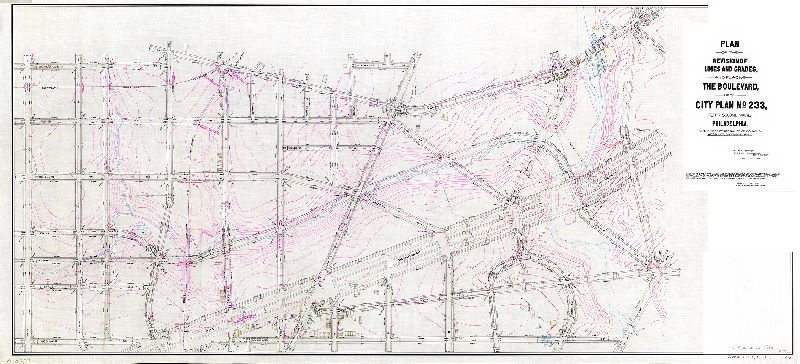 Plan, Plan of the revision of lines and grades, and placing the Boulevard, upon City Plan No. 233, Forty-second Ward, Philadelphia. [Ordinance Dec. 24, 1902; confirmed Oct. 19. 1903]