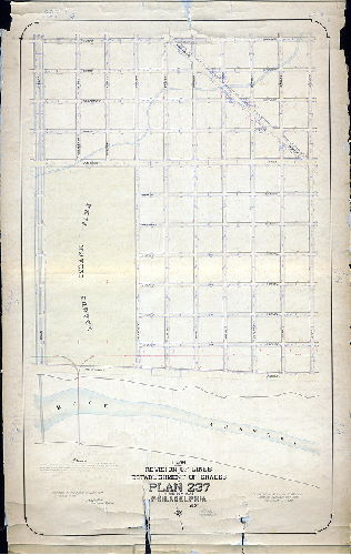 Plan (alternate image), Plan showing the revision of lines and establishment of grades of Plan 237 in the 39th Ward, Philadelphia [Ordinances Dec. 28, 1895 and Jan. 17., 1898; confirmed Oct. 1, 1900]