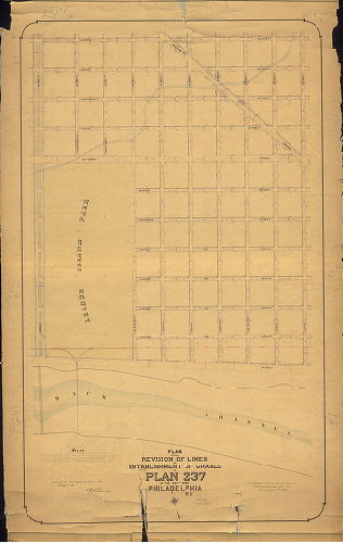 Plan, Plan showing the revision of lines and establishment of grades of Plan 237 in the 39th Ward, Philadelphia [Ordinances Dec. 28, 1895 and Jan. 17., 1898; confirmed Oct. 1, 1900]