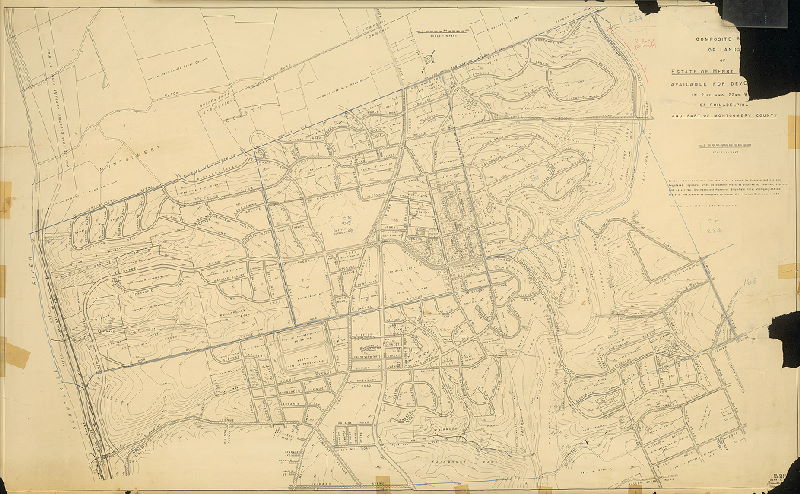 Plan, Composite map of lands of estate of Henry [Houston] available for [development] in 21st and 22nd [Wards] of Philadelphia, and part of Montgomery County 