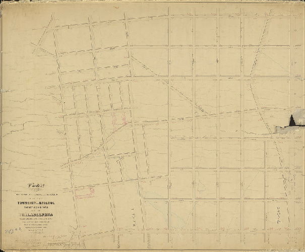 Plan, Plan of the Twelfth Section of the survey and regulation of the late Township of Bristol, Twenty-second Ward, City of Philadelphia [Resolution March 16, 1870, approved by Board of Surveyors April 17, 1871; confirmed by Court May 15, 1871] 