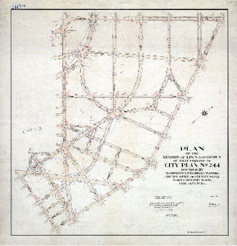 Plan, Plan of the revision of lines and grades of that portion of City Plan No. 244 bounded by Washington Lane, Limekiln Turnpike, Chelten Avenue and Stenton Avenue, Forty-second Ward Philadelphia. [Ordinance Feb. 15, 1909; confirmed Sept. 11, 1911]