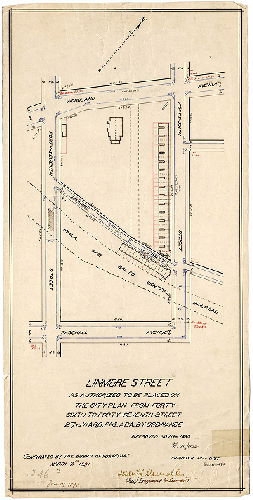 Plan, Linmore Street as authorized to be placed on the City Plan from Forty-sixth to Forty-seventh Street, 27th Ward, Philad'a. by ordinance approved Nov. 12th, 1890 [Survey returned Dec. 11, 1890; confirmed March 2, 1891]