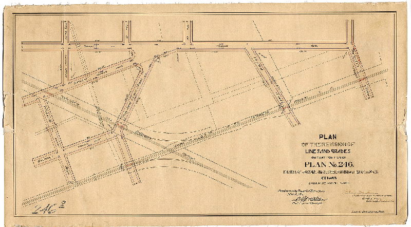 Plan, Plan of the revision of lines and grades on that portion of Plan No. 246 bounded by Grays Ave., 49th St., Chester Branch of the P. & R. R.R., and 54th St., 40th Ward [Ordinance March 12, 1901; survey returned May 3, 1901; confirmed Nov. 18, 1901]