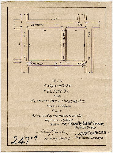 Plan, Plan placing on the City Plan Felton St. from Elmwood Ave. to Dickens Ave. [Ordinance July 16, 1909; confirmed Sept. 20, 1909] 