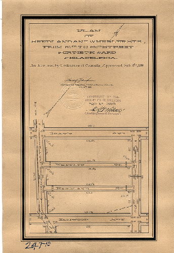 Plan, Plan of Reedland and Wheeler Sts., from 61st to 62d Street, Fortieth Ward, Philadelphia [Ordinance Feb. 10, 1899; survey returned Feb. 24, 1899; confirmed April 24, 1899]