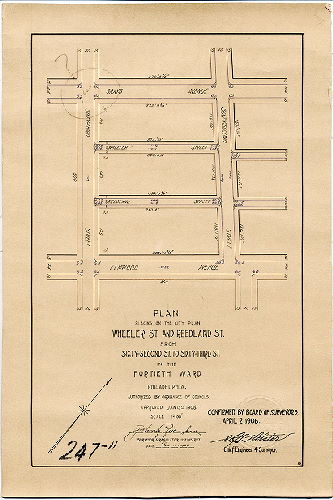 Plan, Plan placing on the City Plan Wheeler St. and Reedland St. from Sixty-second St. to Sixty-third St. in the Fortieth Ward Philadelphia. [Ordinance Jan. 15, 1906; survey returned Feb. 13, 1906; confirmed April 2, 1906]
