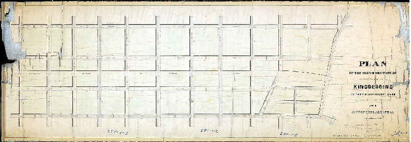 Plan (alternate image), Plan of the Sixth Section of the survey and regulation of Kingsessing in the Twenty-fourth Ward [Resolution Nov. 1, 1858; approved by Board of Surveyors Dec. 19, 1870; confirmed by Court May 15, 1871]
