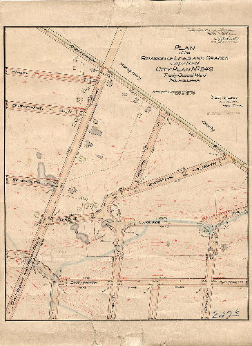 Plan, Plan of the revision of lines and grades on a portion of City Plan No. 249, Twenty-second Ward, Philadelphia [Ordinance Dec. 8, 1897; survey returned March 7, 1898; confirmed March 14, 1898]