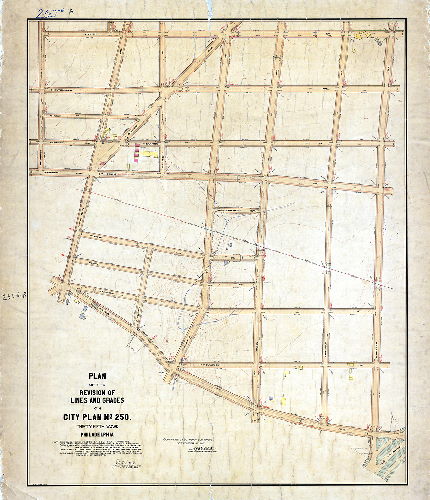 Plan, Plan of the revision of lines and grades City Plan No. 250, Thirty-fifth Ward Philadelphia. [Various ordinances, 1891 to 1902; confirmed Sept. 16, 1907]