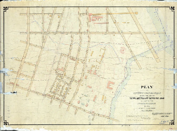 Plan (alternate image), Plan of revision of lines and grades along the line of the Philadelphia and Trenton Rail Road on part of the Seventeenth Section of the Twenty-third Ward Philadelphia [Ordinance March 29, 1887; filed Dec. 22, 1888; confirmed April 28, 1890]