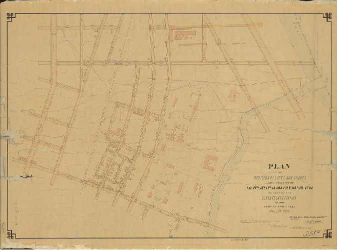 Plan, Plan of revision of lines and grades along the line of the Philadelphia and Trenton Rail Road on part of the Seventeenth Section of the Twenty-third Ward Philadelphia [Ordinance March 29, 1887; filed Dec. 22, 1888; confirmed April 28, 1890]