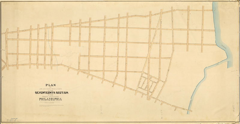 Plan (alternate image), Plan of line and grade regulations of the Seventeenth Section of the Twenty-third Ward Philadelphia [Ordinance July 13, 1870; no confirmation date. Note on reverse: "Superseded"]