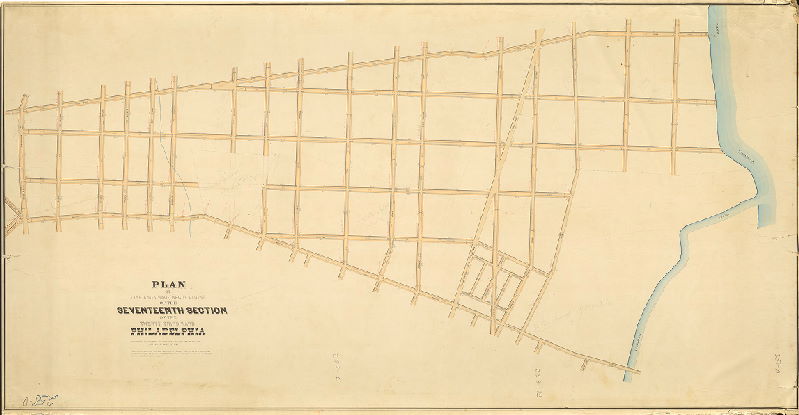 Plan, Plan of line and grade regulations of the Seventeenth Section of the Twenty-third Ward Philadelphia [Ordinance July 13, 1870; no confirmation date. Note on reverse: "Superseded"]
